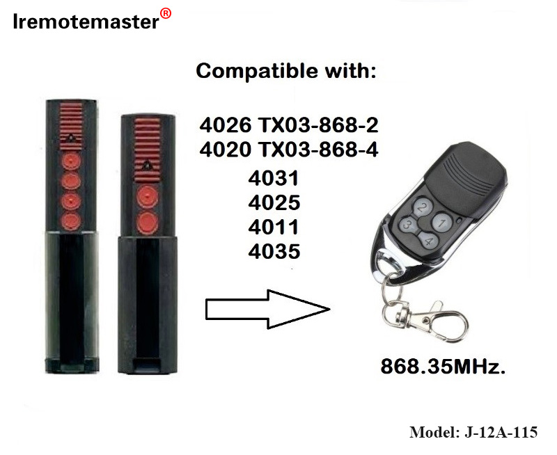 Para 4020 4026 TX03-868-4 Controle Remoto 868 MHz TX03-8-4 Código Rolling