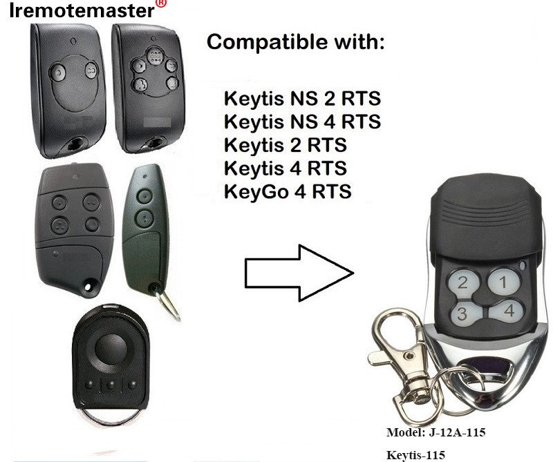 Para Keytis NS 2 RTS Keytis NS 4 RTS Controle remoto de porta de garagem 433,42 MHz